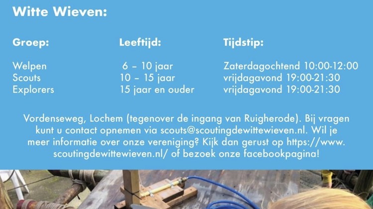 Tijdschema Scouting de Witte Wieven