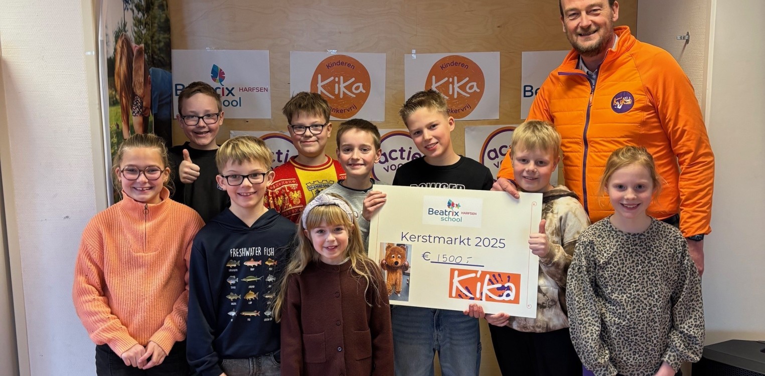 Beatrixschool Harfsen doneert €1.500 aan Stichting KiKa