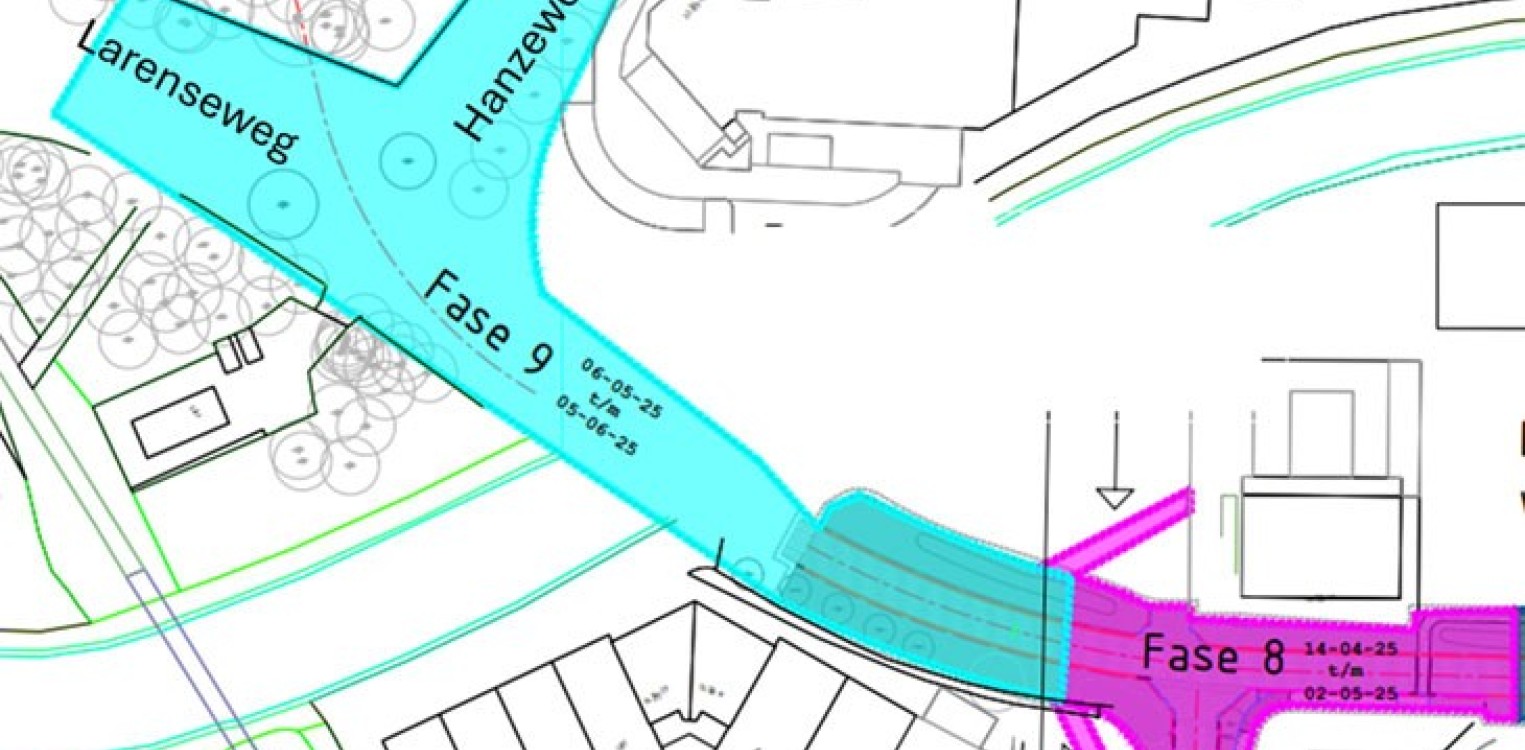 Werkzaamheden Larenseweg Lochem in nieuwe fase: splitsing naar Hanzeweg afgesloten