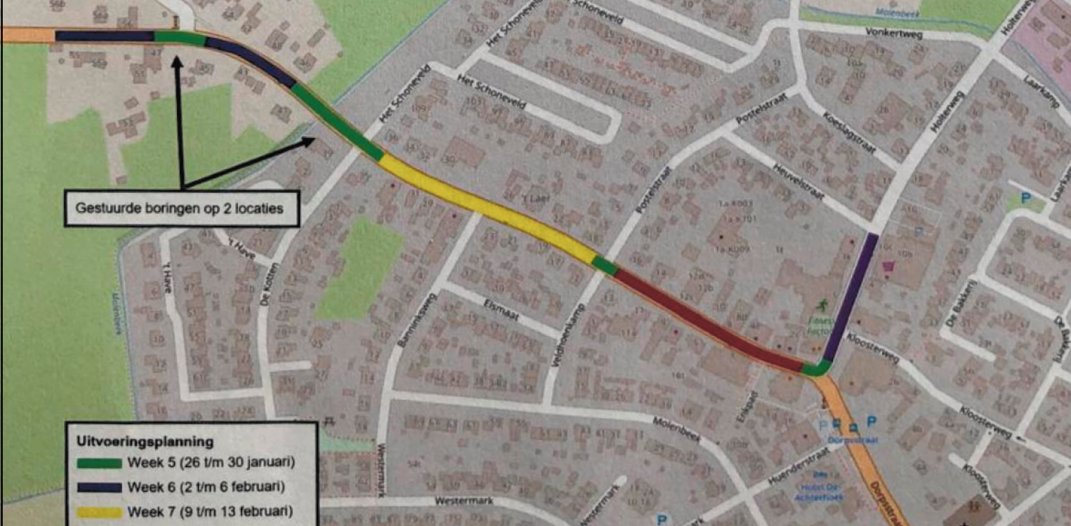 Werkzaamheden middenspanningsnet Deventerweg centrum Laren