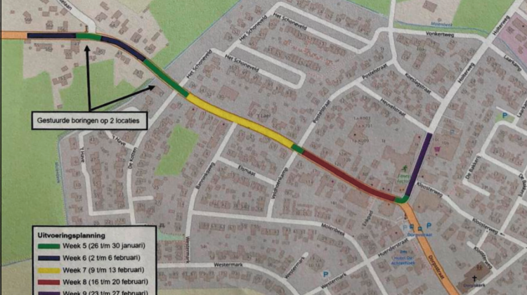 Werkzaamheden middenspanningsnet Deventerweg centrum Laren