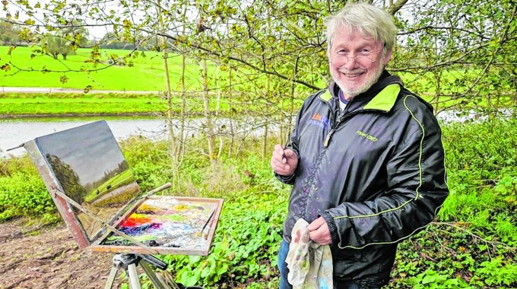 Kunstenaar Jan Baggen schildert hoe de Berkel verandert