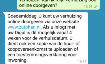Vraag aan de gemeente Zutphen? Stel hem via Whatsapp