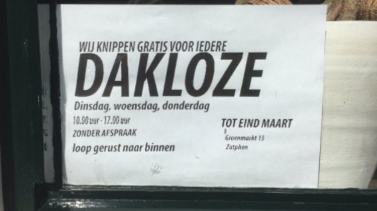 Zutphense barbershop knipt dakloze gratis 