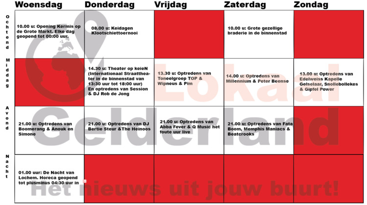 Check hier de timetable voor de Lochemse Keidagen