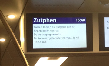 Ruim vier uur lang reden er geen treinen tussen Zutphen en Dieren