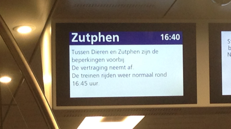 Ruim vier uur lang reden er geen treinen tussen Zutphen en Dieren